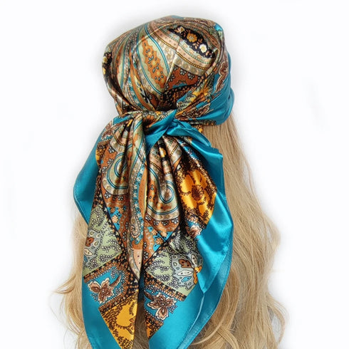 90*90cm Silk Scarf Headwraps For Women Fashion Accessory
